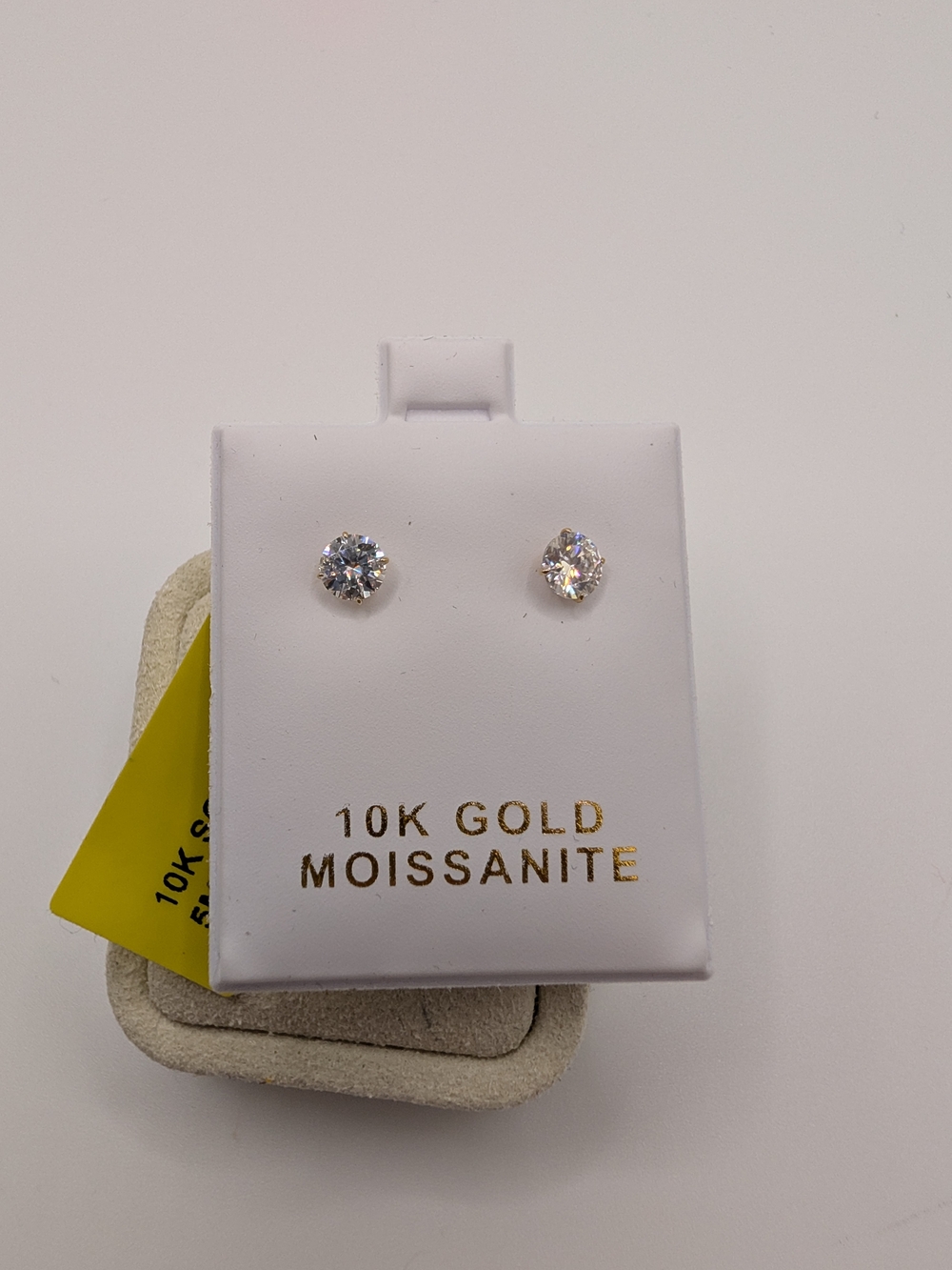 10K Solid Gold Moissanite Stud Earrings 1.00 CTTW 5mm Solitaire